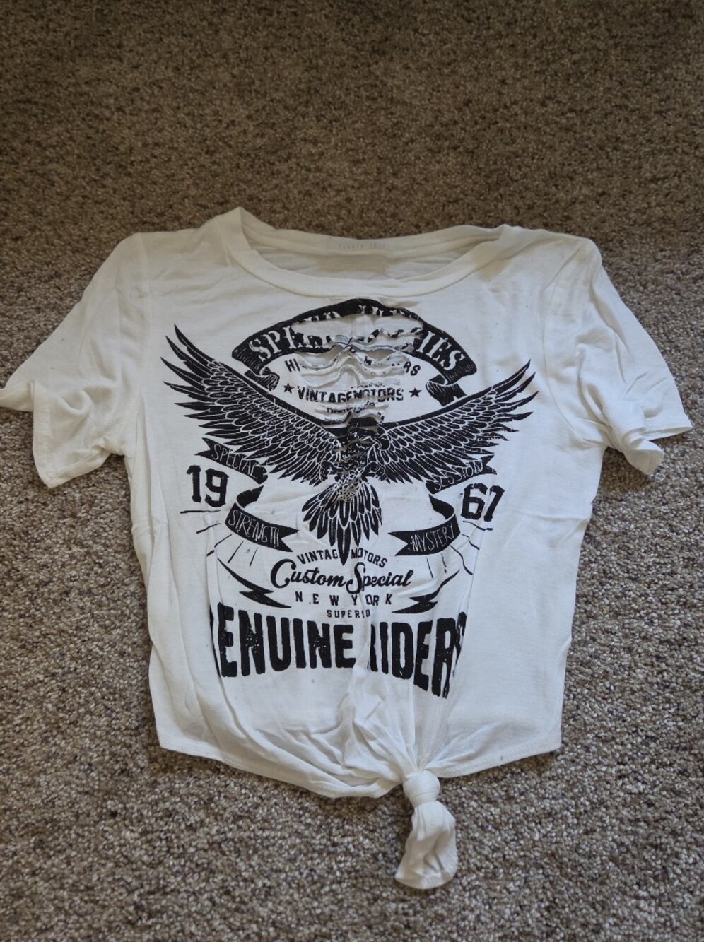 Graphic White Tee with Black Eagle Print